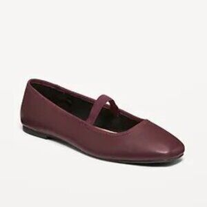 Old Navy Square Almond Toe Mary Jane Ballet Flat Burgundy Brown Maroon Size 7